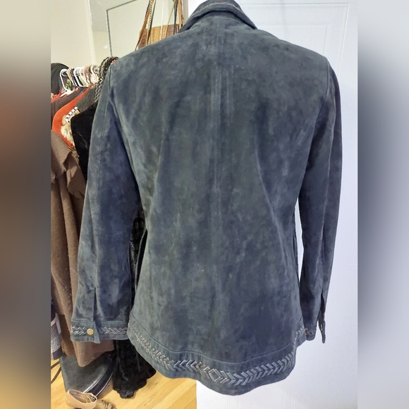 SOLD Black Suede Leather Blazer In Perfect Condition - Medium - Picture 5 of 8